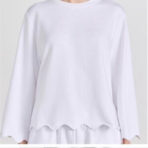 Splendid, Nori Scalloped Matching Sweatshirt, Short Set. White. Size S